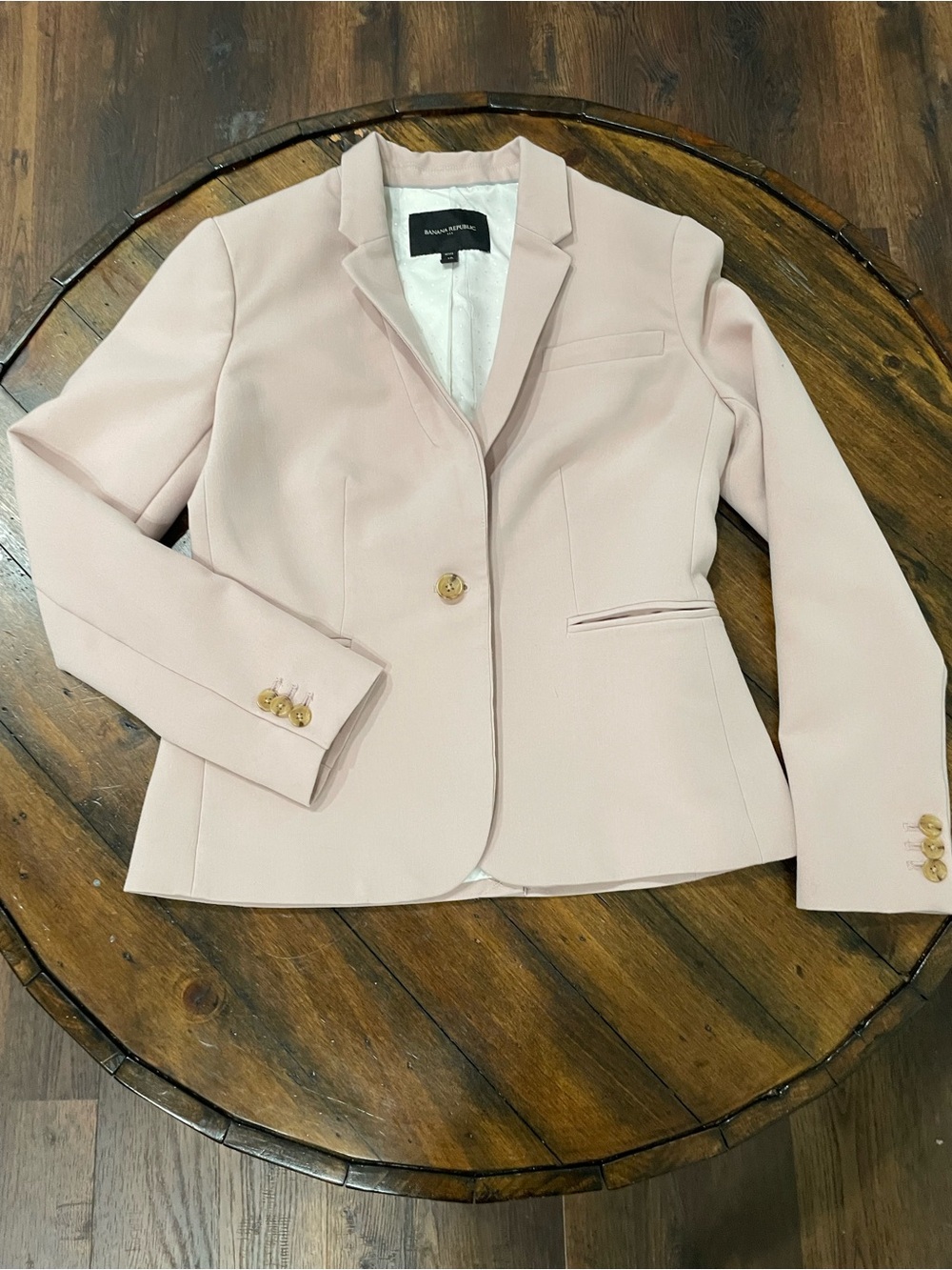 Banana Republic Soft Pink Single-Button Tailored Blazer